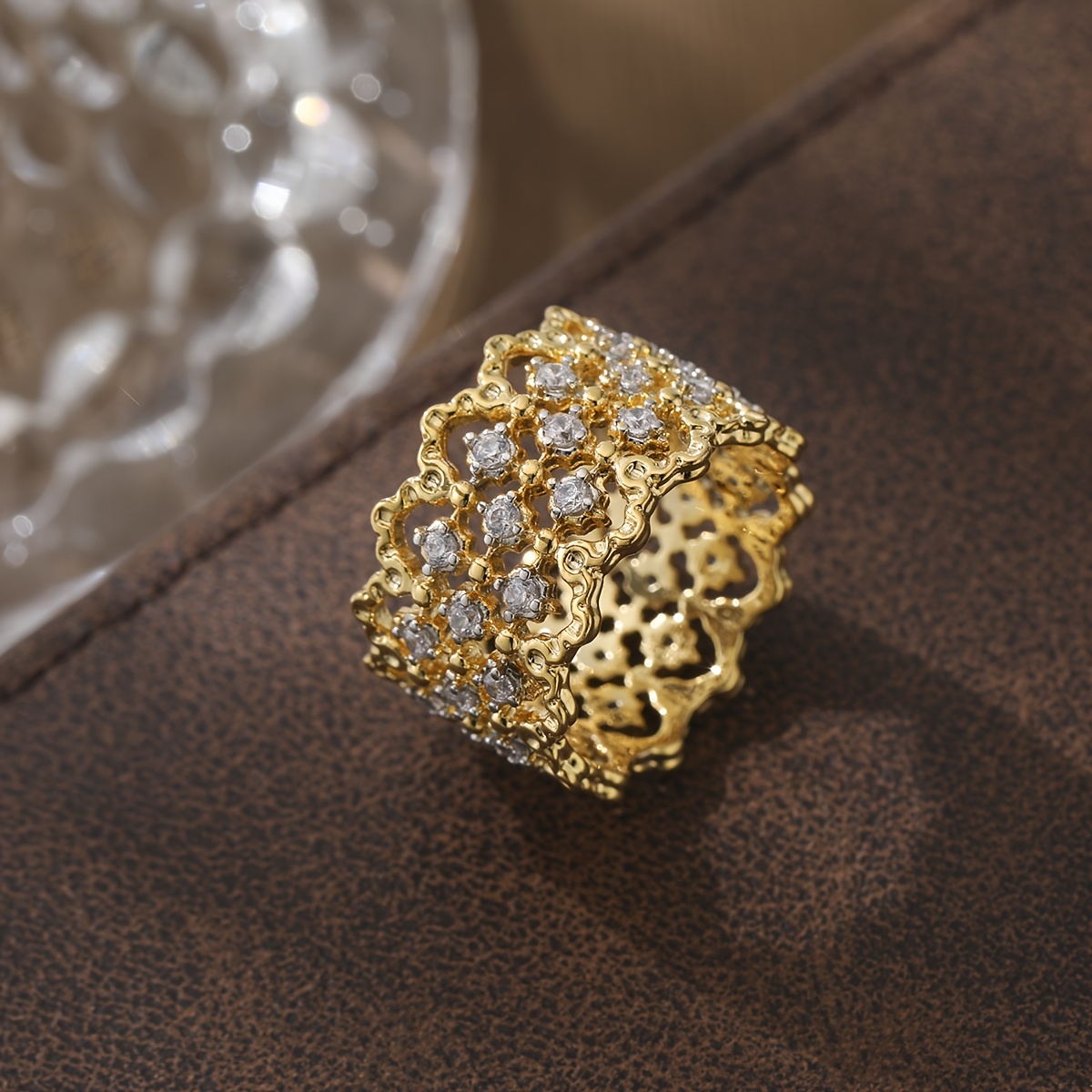Women's Bohemian Wide-band Ring with Irregular Openwork Design